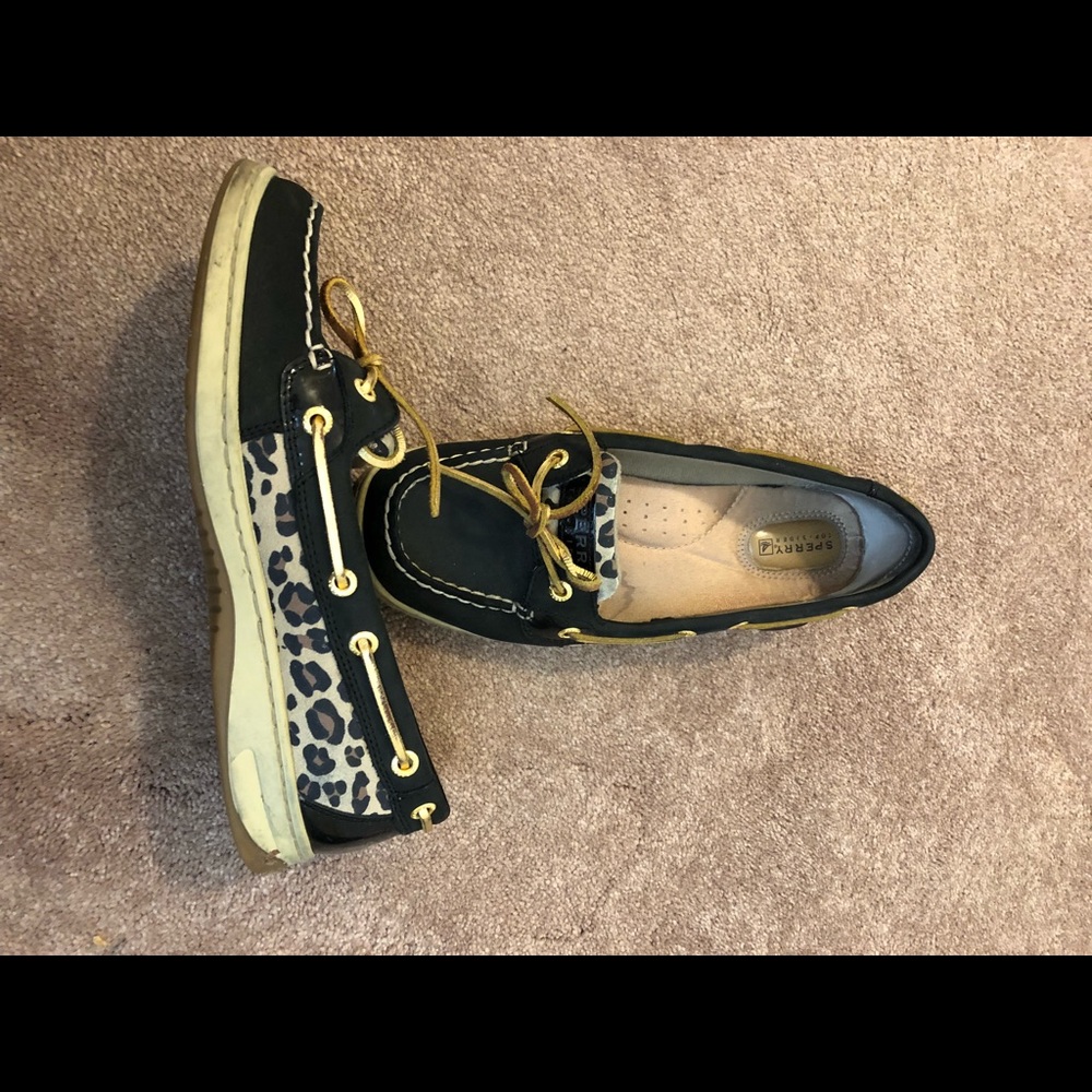 Sperry Top-Sider black and leopard boat shoe
